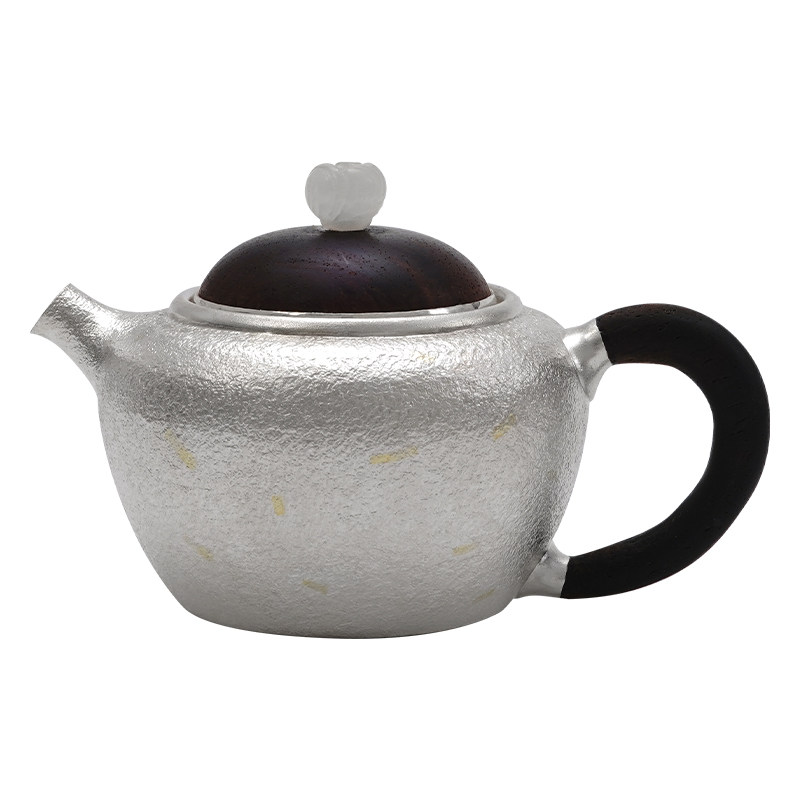纯银999纯手工一张打泡茶壶