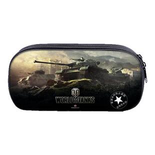 坦克世界闪击战男孩笔袋炫酷中小学生大容量防水文具笔盒多功能战车装甲大容量1-6年级男生铅笔收纳盒拉链款