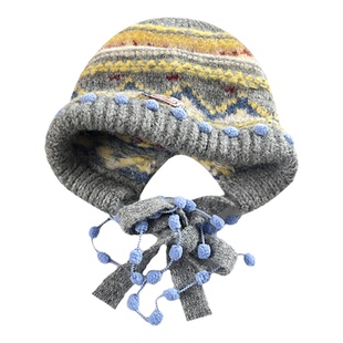 费尔岛复古针织包头帽子女款2025新款冬显脸小保暖防寒护耳毛线帽