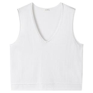 STELLAM|极简精梳棉粘纤V领背心女针织马甲显瘦松弛凉感上衣-SAMP