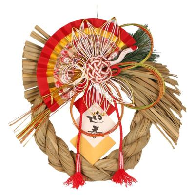 新年正月墙壁草编日式风门松挂饰