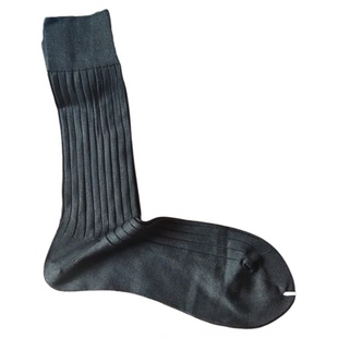 外贸出口日本男士丝光棉绅士袜子无骨缝头黑色西装袜双针坑条