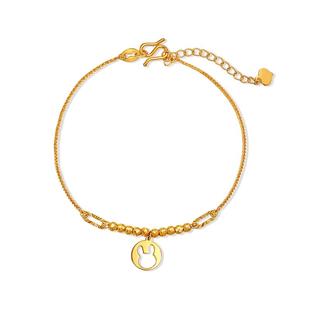 老庙黄金足金999古法竹节平安字牌固口金手镯花丝珐琅国风潮