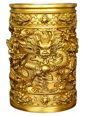 黄铜笔筒摆件送礼创意装饰品摆设