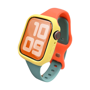 木木适用于苹果applewatch手表带s9撞色运动硅胶iwatch78代表壳se