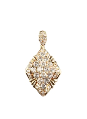 中古95新日本进口商品群镶钻石K18黄金吊坠