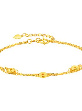 【中国黄金官方店】黄金手链5G双层铜钱手链百搭新品手饰送礼