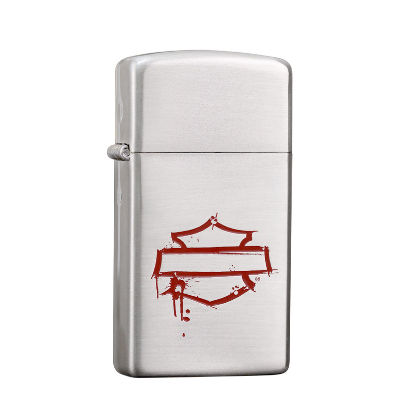 Zippo包银纤巧哈雷标志小银条礼