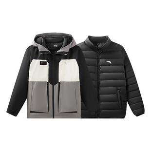安踏儿童男大童两件套上衣2025冬款上新保暖抗寒中大童防水羽绒服
