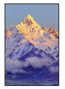 日照金山纯手绘油画紫气东来挂画