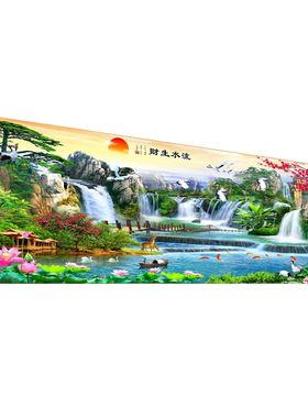 画世纪客厅中式大气晶瓷画山水