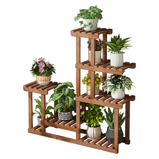 实木花架多层落地式阳台客厅可移动置物架绿萝植物木马木架花架子