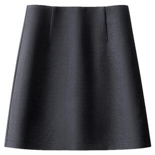 轻奢极简风毛呢半身裙女冬季2025新款灰色包臀裙高腰显瘦A字短裙