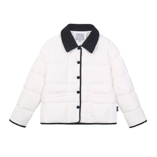 北欧时刻撞色白鸭绒轻薄短款羽绒服女春秋2026年新款卡其色厚外套