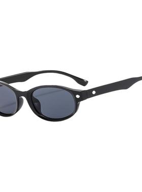 uv400小框椭圆米钉辣妹装饰墨镜