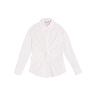 CLUB MONACO羊毛混纺女装西装领别致短袖薄款条纹针织衫