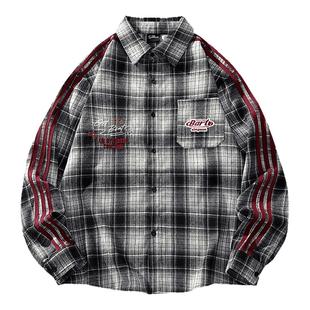 【李晨同款】辛普森一家青少年格子衬衫男装秋季情侣潮牌休闲外套