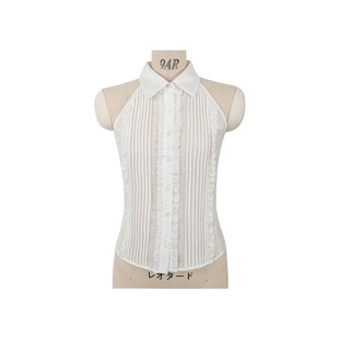 Mummy Cat下蛋喵 精致通勤压褶无袖木耳边衬衫上衣