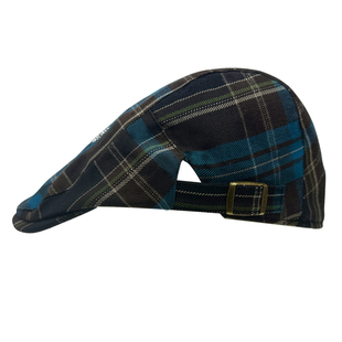 vintage风亚亚古早感复古咖色蓝色银线格子学院前进帽帽子女