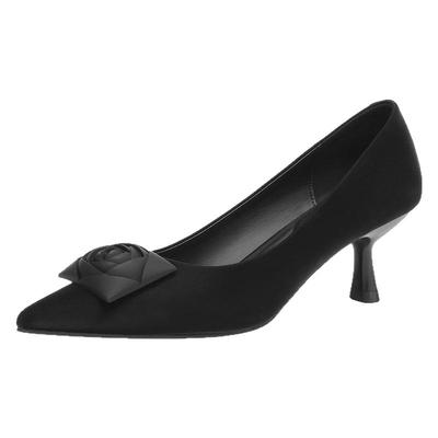 达芙妮黑色高跟鞋女秋冬细跟单鞋