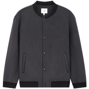 Mind Bridge2025年男士冬季棒球领毛呢大衣韩版外套短款夹克