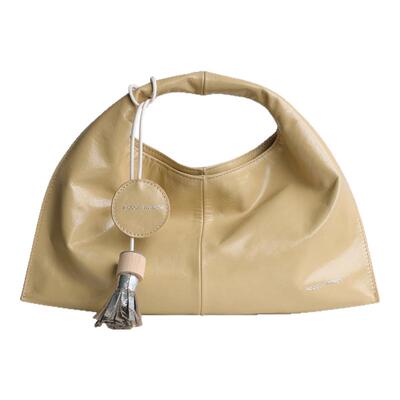 AbbottVINTAGE【三角饭团包】头层牛皮手提斜挎包 配流苏 女包