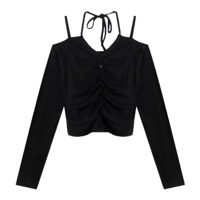 Heatherich T恤女2025年夏季新款时尚吊带长袖休闲上衣327077