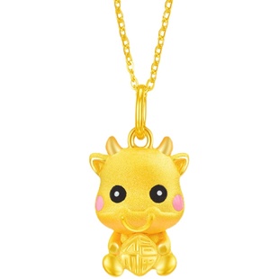 【福报金牛】18k黄金小金牛宝宝项链女 本命年生肖吊坠纯银锁骨链