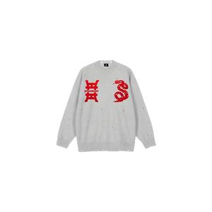 STA官方店25FW新年中国红针织圆领毛衣蛇年男女同款重磅保暖上衣