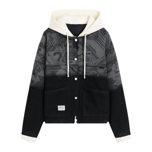 青少年牛仔外套男生春秋季新款初高中学生夹克男装潮牌连帽上衣服