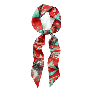 敦煌壁画九色鹿小长条丝巾女丝带扎头编发带绑包脖子领带飘带装饰