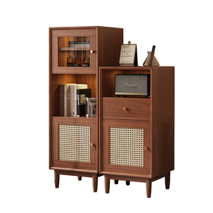 实木酒柜展示柜客厅靠墙置物架2025新款小酒柜家用新型仿藤编柜子