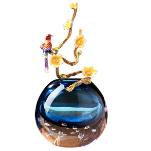 轻奢珐琅彩插花瓶玄关客厅高端装饰工艺品高级感玻璃大气摆件桌面