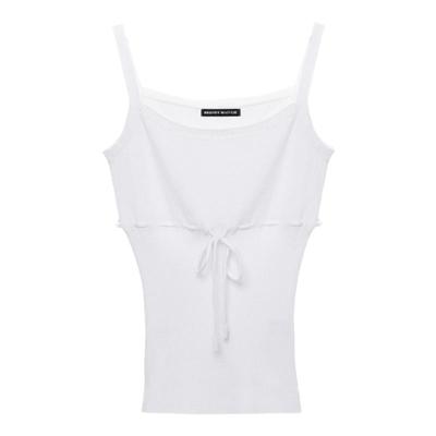BF吊带上衣女2025新款夏季纯色针织系绳绝美甜辣修身百搭无袖上衣