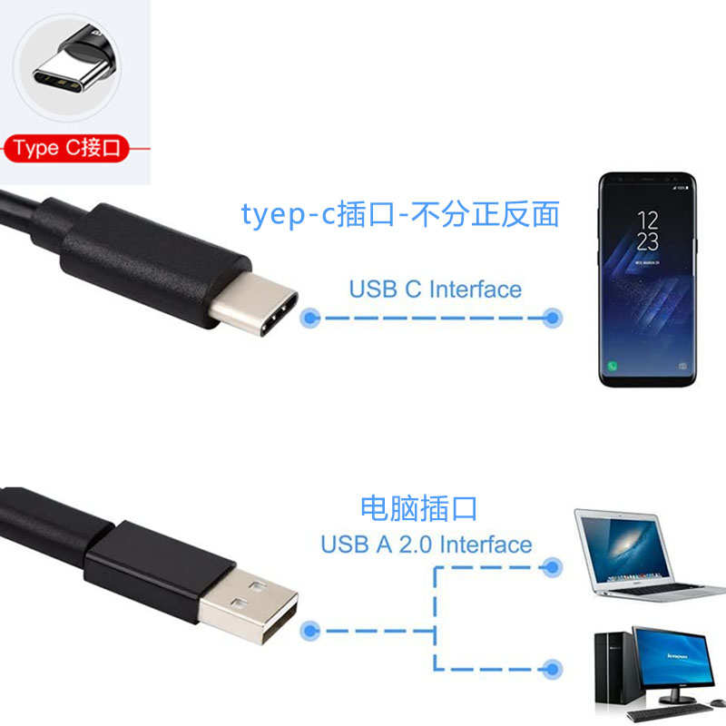 500万高清摄像头安卓手机内窥镜管道工业汽修车积碳空调 防水探头