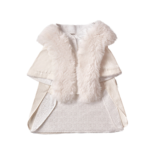 【petstar_黑(白)裘大氅】狗狗时尚披风斗篷冬季加厚保暖两脚衣服