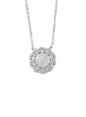 银水沫玉蕾丝花边锆石锁骨链