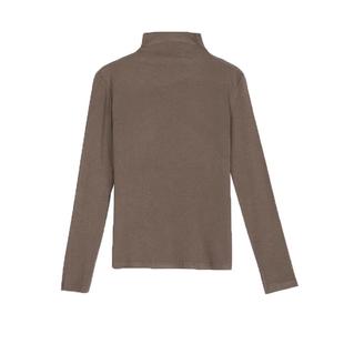 欧货半高领打底衫女2025秋冬正肩纯色内搭螺纹加绒百搭磨毛上衣潮