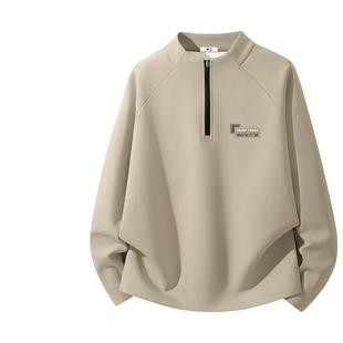 回力长袖男t恤加绒半拉链立领套头潮牌青少年冬季高级感上衣男款C