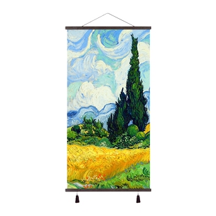 梵高油画布艺挂画墙面名画装饰画墙布网红背景墙背景布挂布玄关