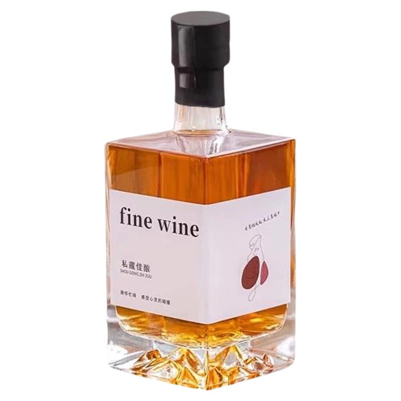 厂家直销高档方瓶玻璃果酒瓶