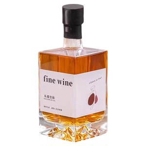 厂家直销高档方瓶玻璃果酒瓶