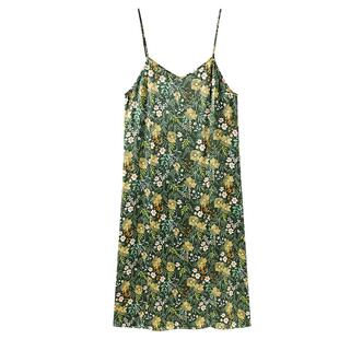 美标真丝吊带睡裙女夏桑蚕丝睡衣凉感丝绸碎花可外穿度假风家居服