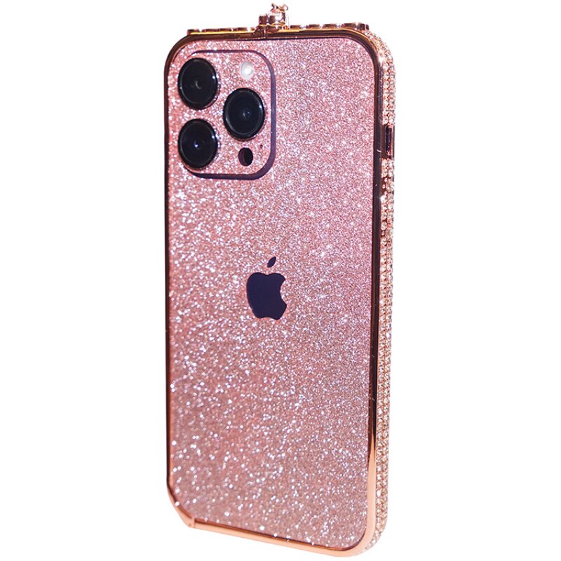 适用苹果15promax手机壳水钻奢华闪钻边框iPhone14promax时尚金属镶钻壳13promax高档网红女款闪粉