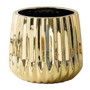 金色陶瓷花盆创意条形蝴蝶兰花盆无孔水培插花干花银柳北欧轻奢