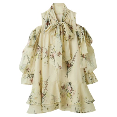 SNIDEL2026春夏新品纽约植物园联名蝴蝶结印花连衣裙SWFO261097