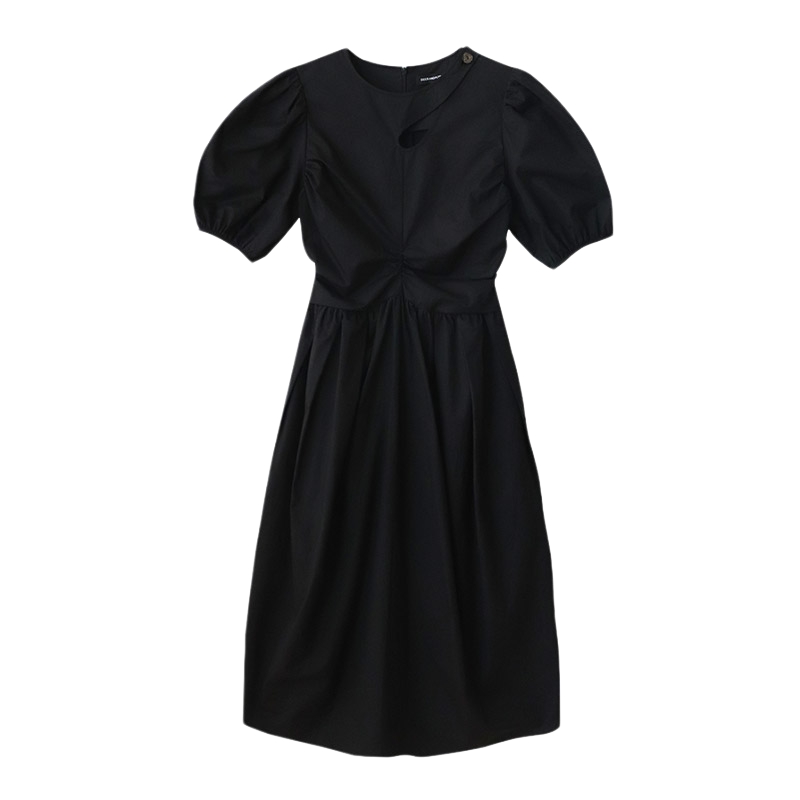 鹿与飞鸟法式显瘦赫本风小黑裙度假连衣裙高级感气质黑色长裙4308