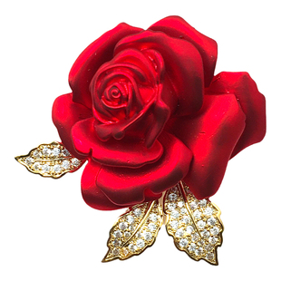 D.M.D/迪曼达红色玫瑰花胸针高档女胸花别针大衣配饰母亲节礼物