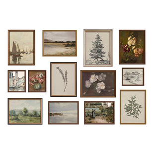 自然艺术》法式中古风客厅风景挂画南法风复古餐厅玄关装饰画组合