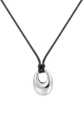 长款黑色水滴项链高级感毛衣配饰